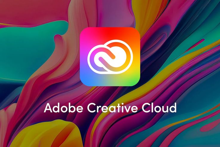 Adobe Creative Cloud logo on a colorful abstract background